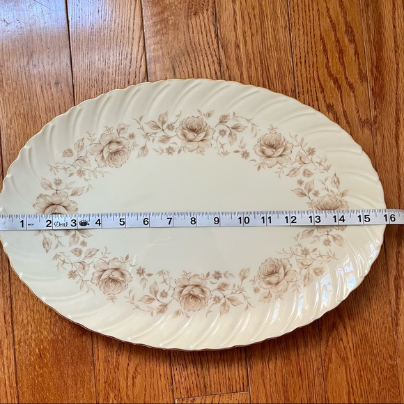 Lenox Coquette Pattern G512 16” Oval Serving Platter w/ Gold Trim VINTAGE - Picture 6 of 9